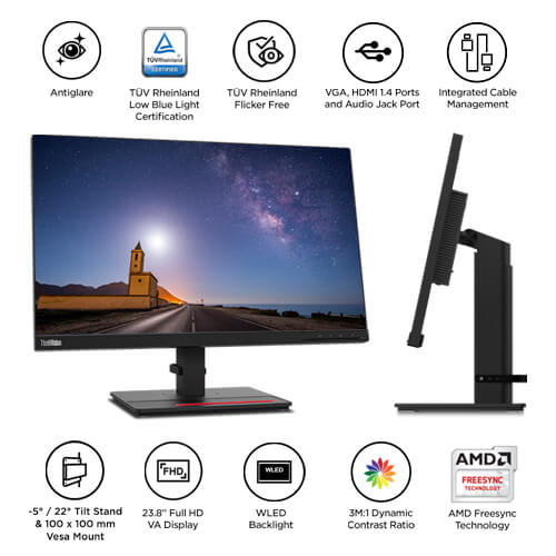 ThinkVision T24i-20 60.45cms (23.8) FHD Monitor